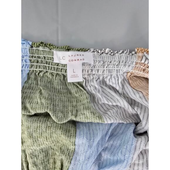 Y2K Baby Doll Vertical Stripe Tie Shoulder Tank Lauren Conrad Modest Country - Picture 7 of 15